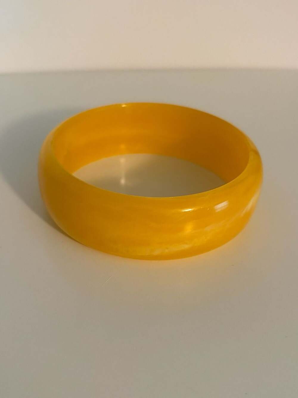 Vintage Yellow Swirl Resin Bangle Bracelet